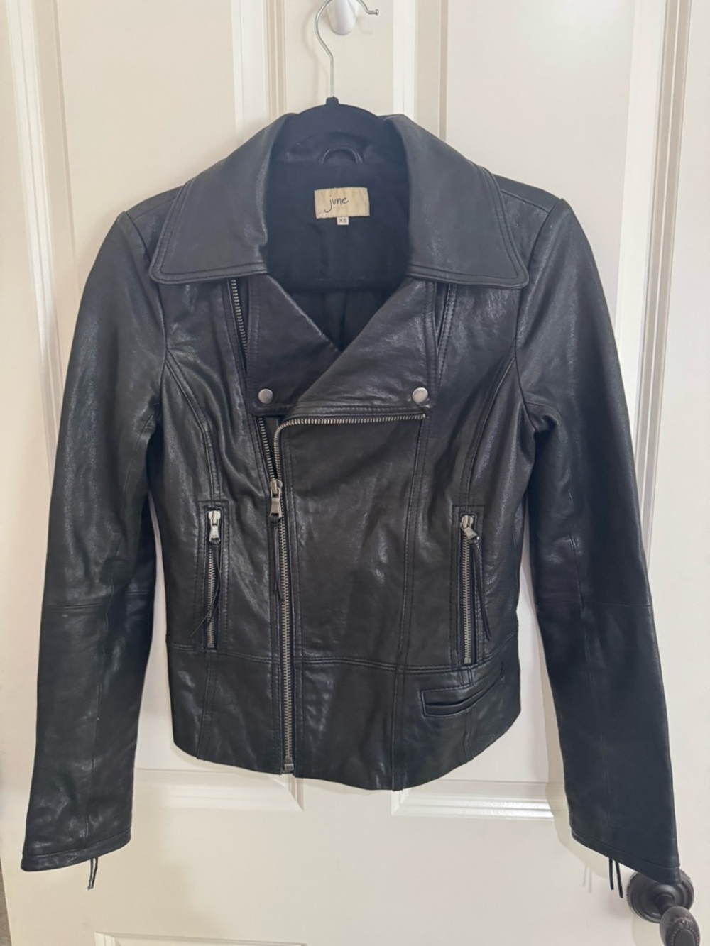 Black Asymmetrical Leather Moto Jacket